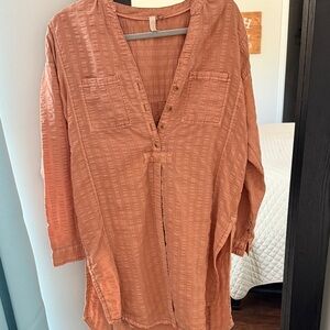 Pilcro Terracotta Textured Tunic